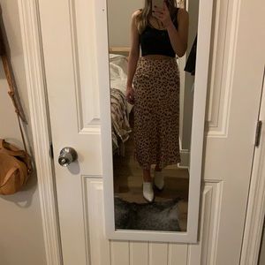free people silk-like cheetah maxi skirt